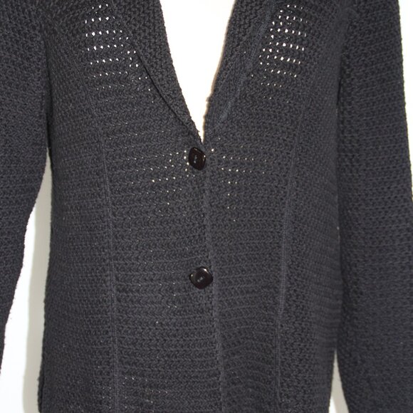 NY Collection Women's Black Knit Cotton Sweater Cardigan Preppy Blazer Size L - Picture 5 of 10